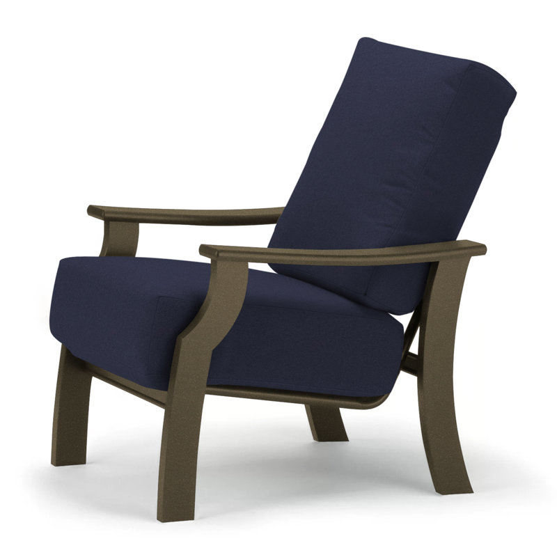 St. Catherine Outdoor Lounge Chair, Canvas Navy Sunbrella® Canvas, Textured Beachwood