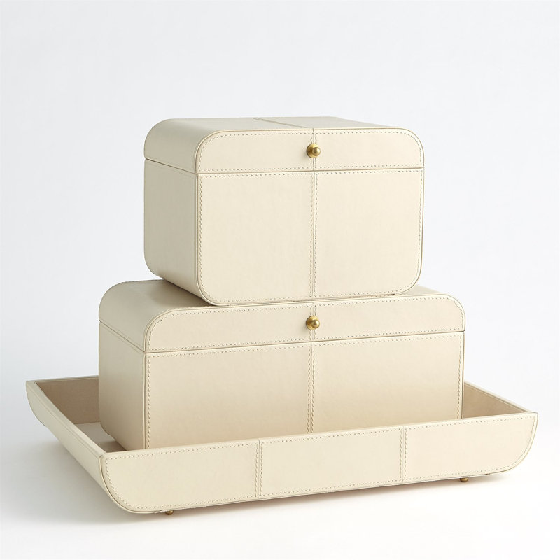 Curved Corner Box-Light Grey-Sm, Ivory, 6.75" H x 9.5" W x 6.75" D
