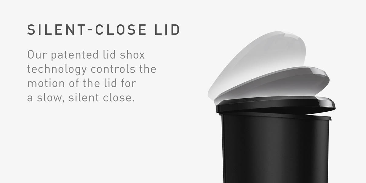 Simplehuman 50 Liter / 13 Gallon Semi-Round Kitchen Step Trash Can with Secure Slide Lock, Plastic