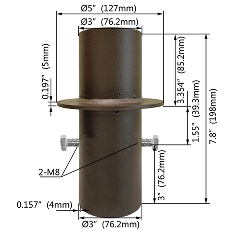 Réducteur de poteau rond, adaptateur de poteau rond 5 po ou 4 po à 3 po Tenon