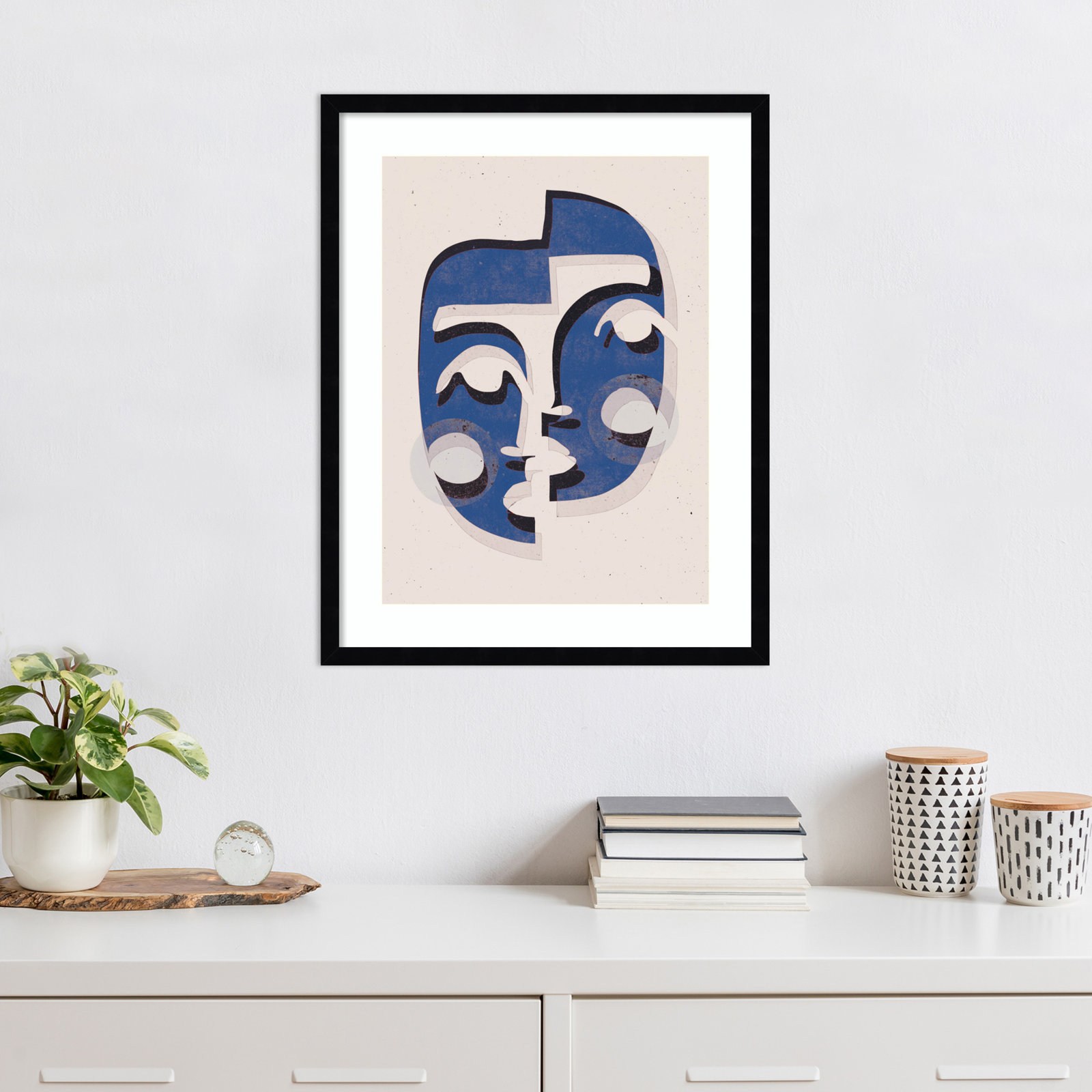 The Blue Mask by Treechild, 25" H x 20" W, Black
