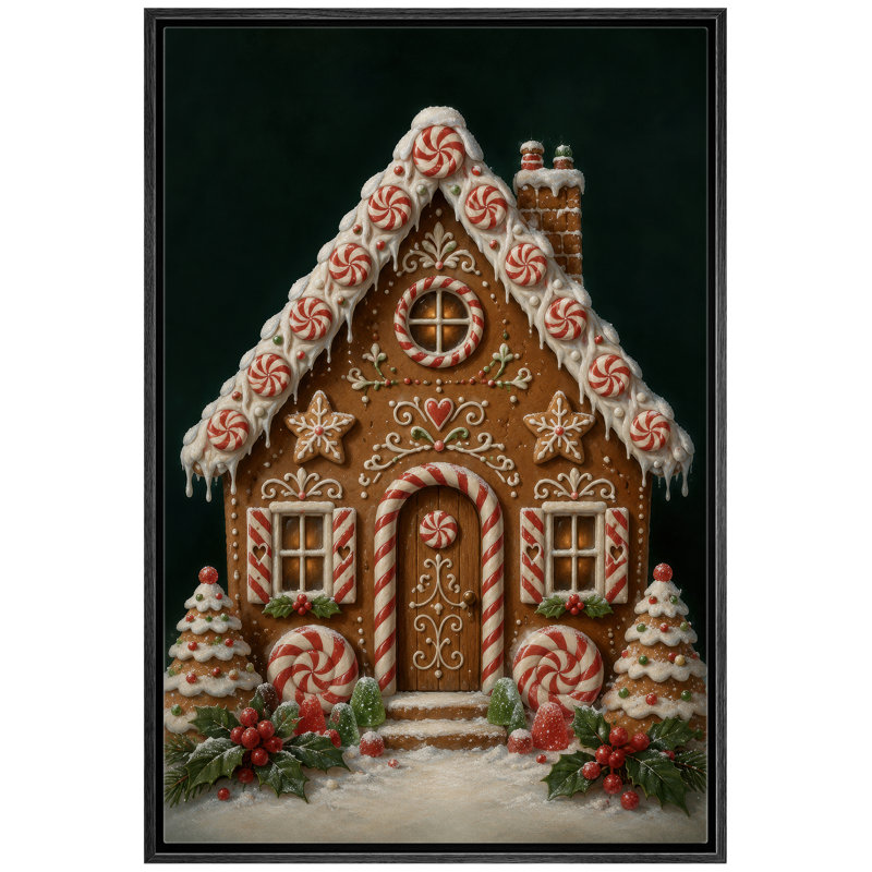 Art de Noël maison de pain d'épice, photos de chambre de bébé, impression sur toile encadrée, impression numérique