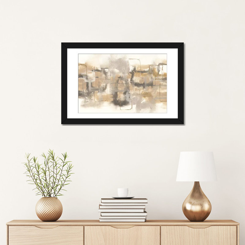 « platinum neutrals ii », reproduction d’art sur toile tendue, H 16 po x l 24 po x P 1 po, Papier beaux-arts encadré noir