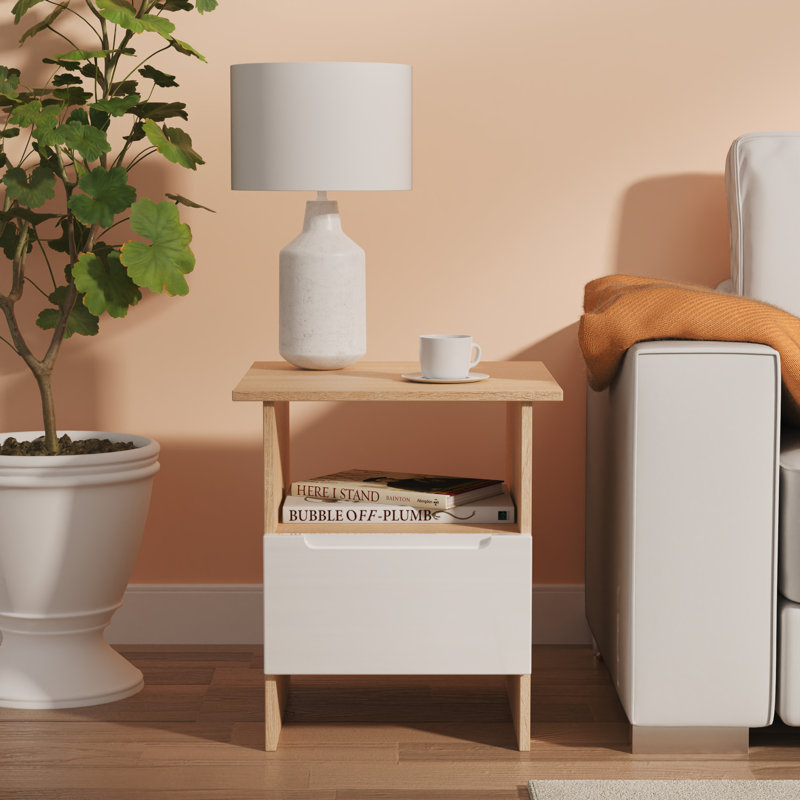 Bottolf End Table, Natural/White