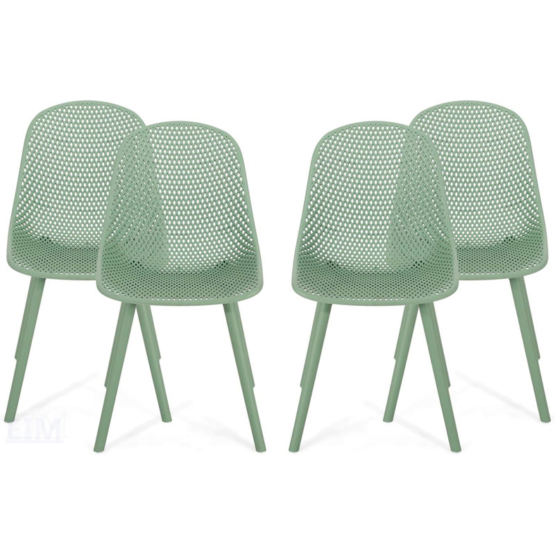 Ensemble de 4 chaises de salle à manger d'extérieur POSEY résistantes aux intempéries et élégantes, Vert