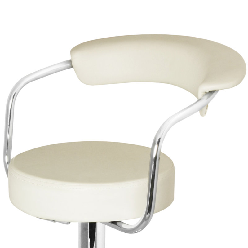 Zenith Swivel Upholstered Adjustable Height Counter Stool with Metal Frame, Cream