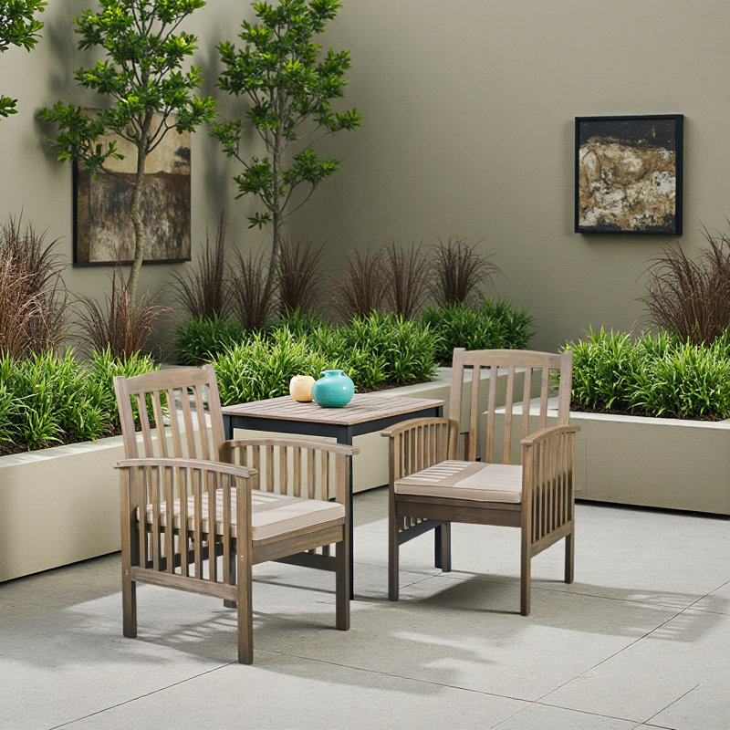 Chaise avec 2 coussins ACACIA, Gris, Crème, crème