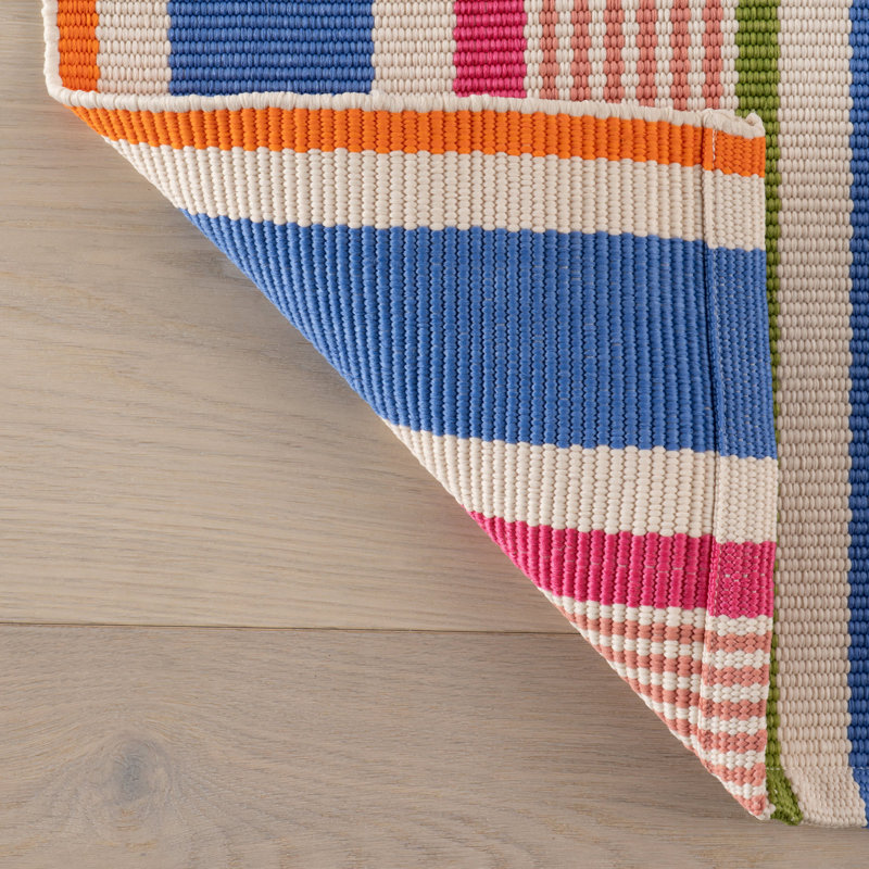 Festival Stripe Multi Handwoven Indoor/Outdoor Rug, Runner 2'6" x 8'