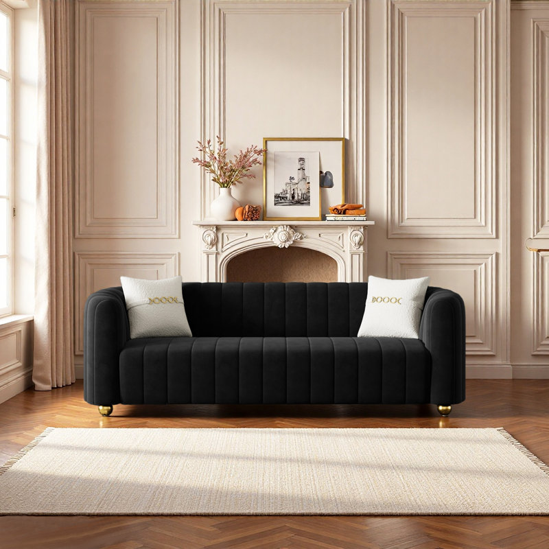 83.46'' Upholstered Sofa, Black