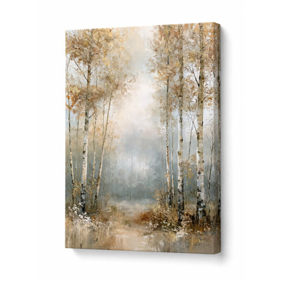 Ivory Birch Forest Light Wrapped Canvas Wall Art