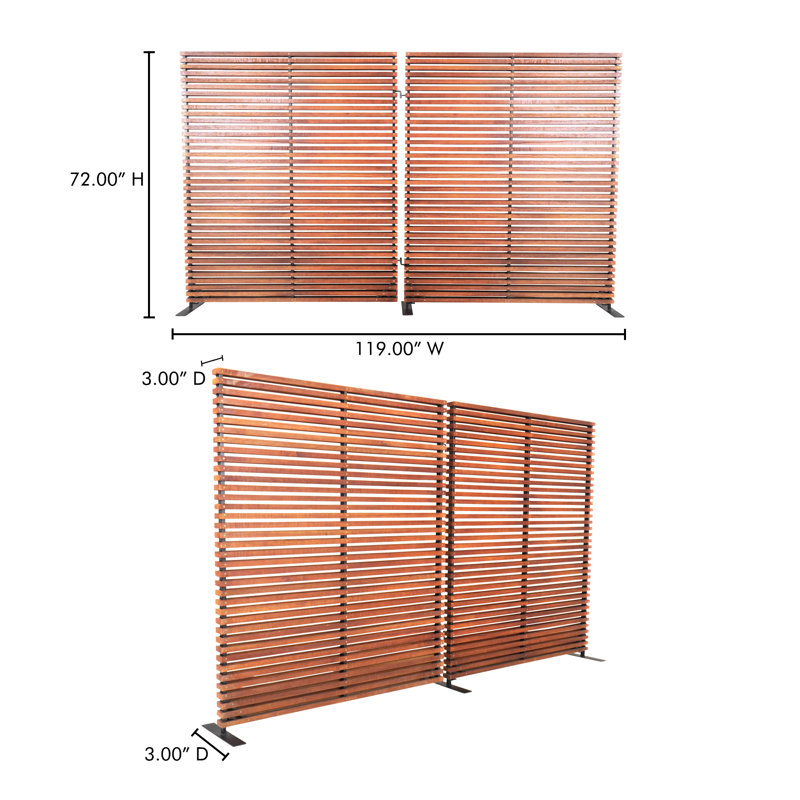 119" W x 72" H 2 - Panel Aluminum Folding Room Divider, Brown