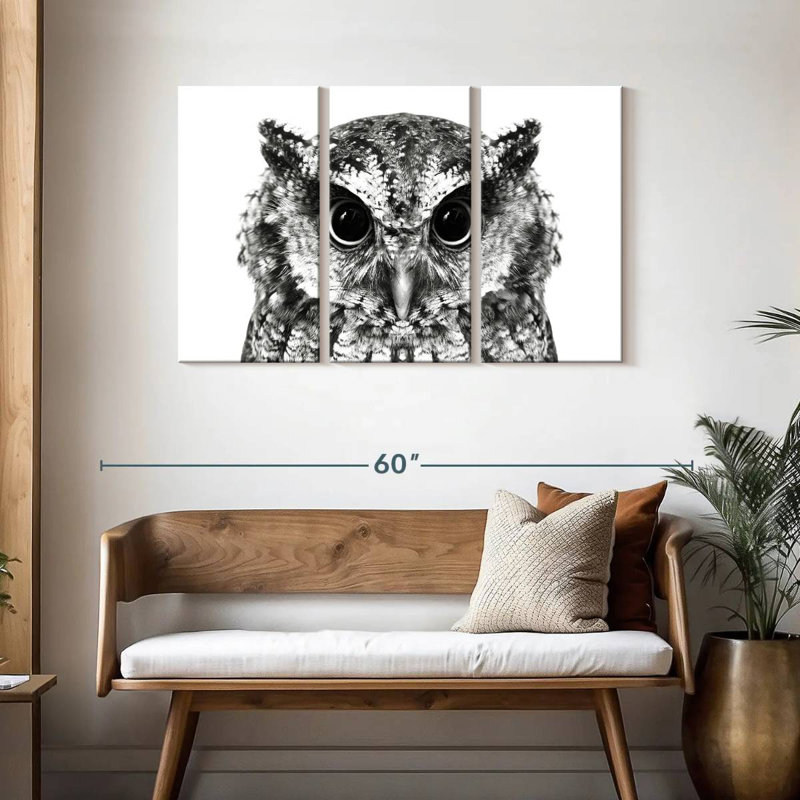 Hibou ensorcelant Brampt, H 28 po x l 45 po