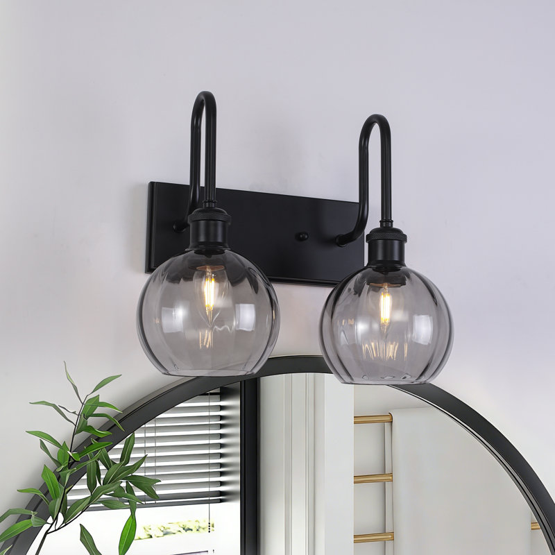 2-Light Dimmable Globe Vanity Light, Matte Black