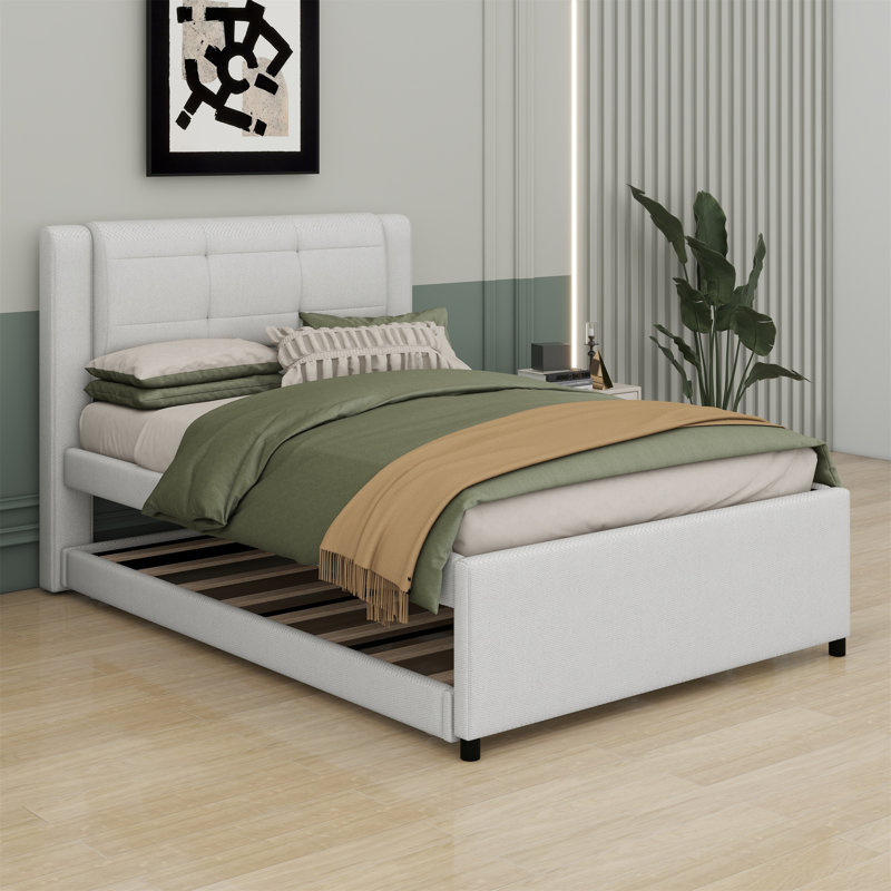 Upholstered Panel Bed, Beige