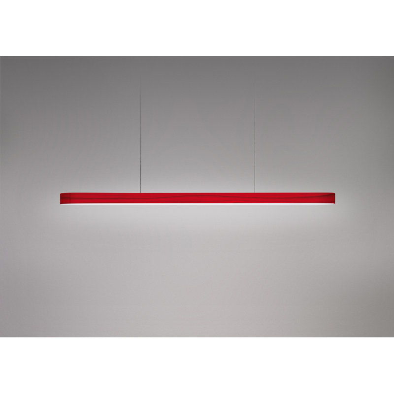 1 - Light LED Pendant, 98" H x 47.2" W x 2" D, Red, Matte White
