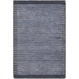 Yasmin Hand Knotted Striped Area Rug in Blue