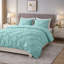 Pintuck Microfiber Duvet Cover Set with Pillowcases – Pleated Textured Bedding, Soft Luxury Quilt Cover, Breathable All-Season Comforter Cover, Modern Hotel Style Bed Set-123796618-123796614