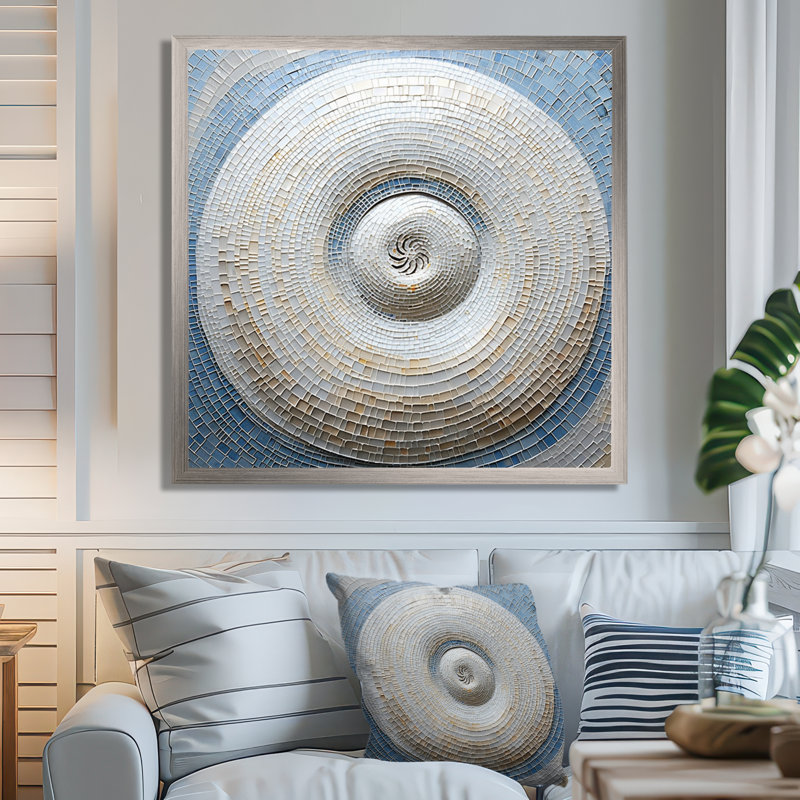 Coquillage argenté tourbillonnant - Nautilus, impressions encadrées, H 16 po x l 16 po x P 1 po, Cadre simple argenté