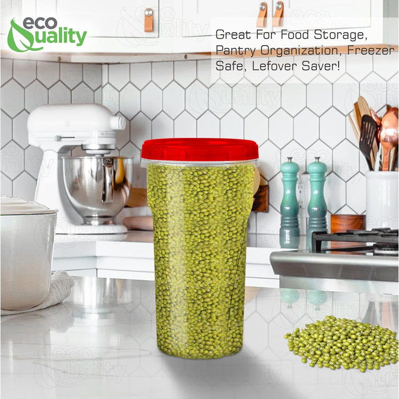 Contenant alimentaire 48 oz en plastique Ecoqualité avec couvercles Red Twist & Seal - hermétique, réutilisable et étanche - pour la préparation des repas, le déjeuner et les collations (12)