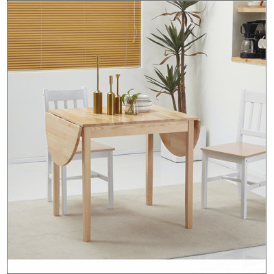55" Solid Wood Kitchen Table, Drop Leaf Tables for Small Spaces, Folding Dining Table, Natural