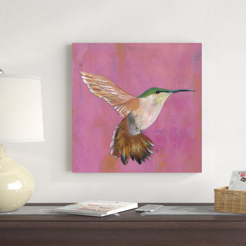 «Sweet Hummingbird I», peinture sur toile, H 20 po x l 20 po, Toile tendue