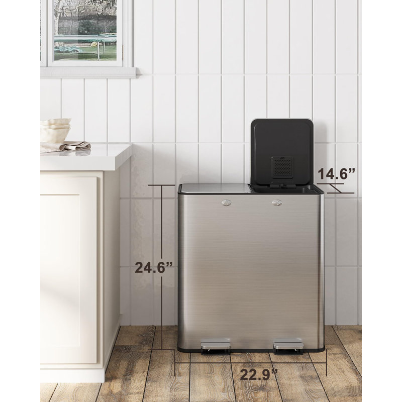  Stainless Steel 16 Litre Step On Kitchen Trash Can