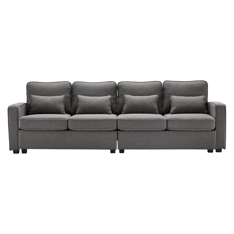 Bobi 4 Seater Linen Sofa & Chaise, Gray