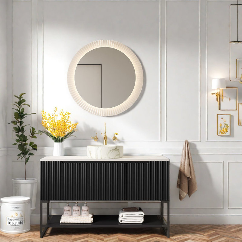 Les meubles-lavabos modernes (doivent inclure le meuble-lavabo et le lavabo) avec rangement, baignoire en MDF de 48 pouces