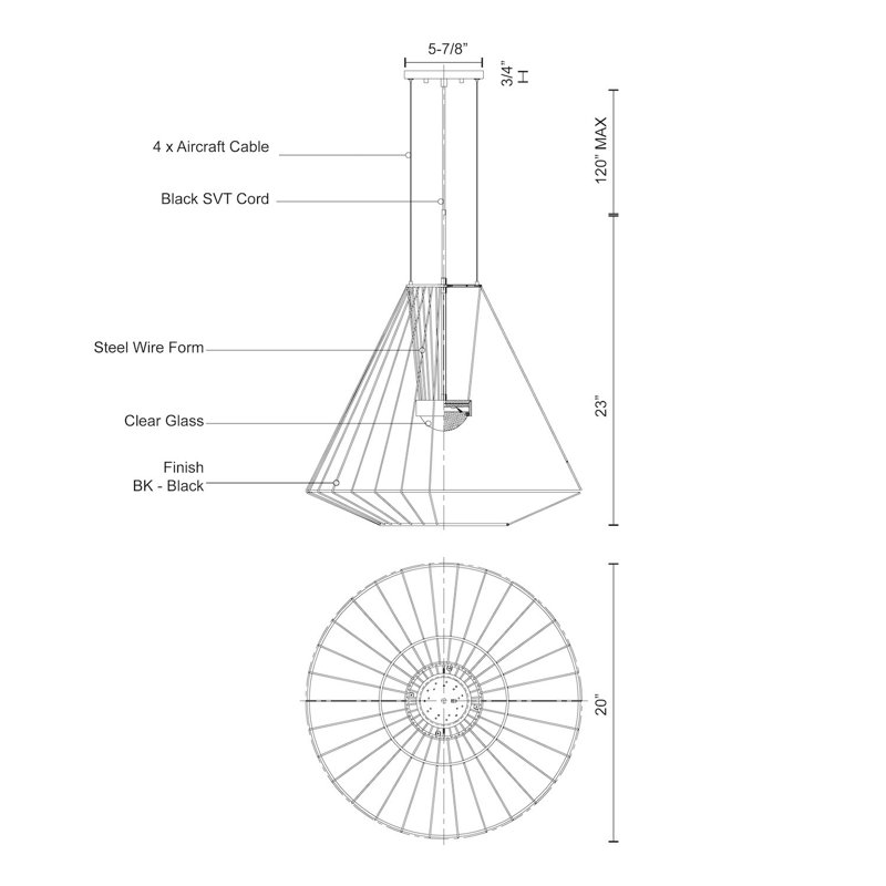 Arctic 1 - Light LED Chandelier, 23" H x 20" W x 20" D