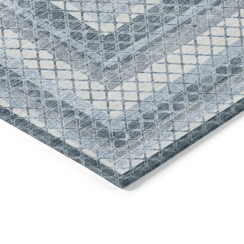 Machine Washable Indoor/Outdoor Xhevrie Denim Rug, Rectangle 8' x 10'