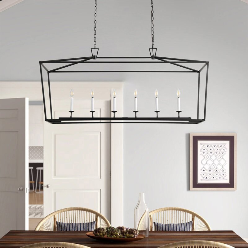 6 luminaires suspendus en fer noir à intensité variable