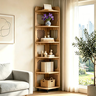 6-Tier Corner Bookcase, 72" Storage Display Rack