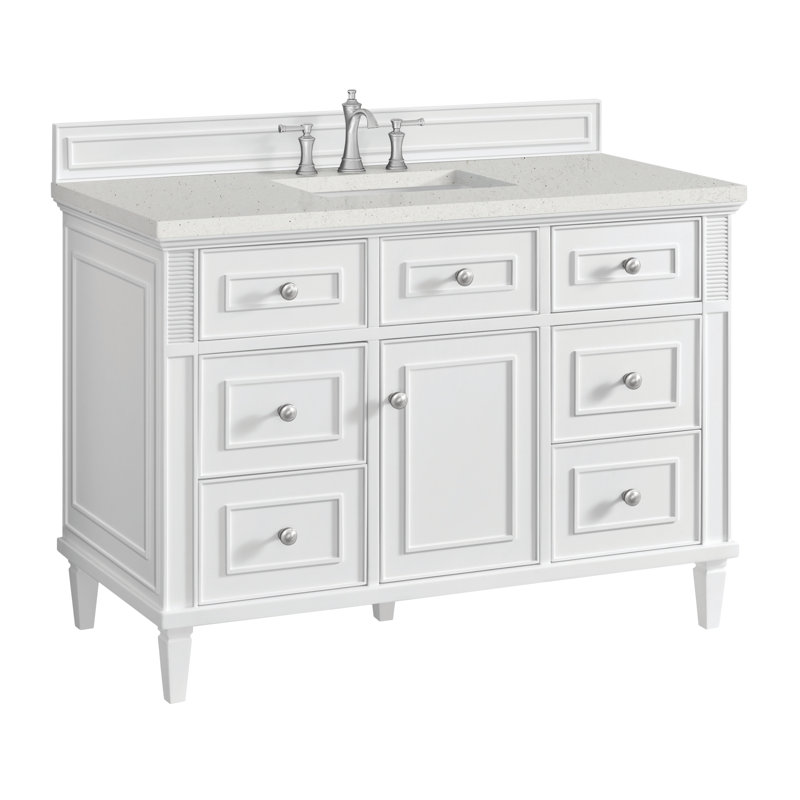 Lorelai 48'' W Single Vanity, Bright White, Lime Delight Quartz, 8" Widespread