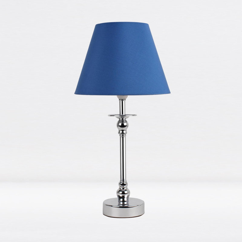 Lamons Metal Table Lamp, Blue, Polished Chrome