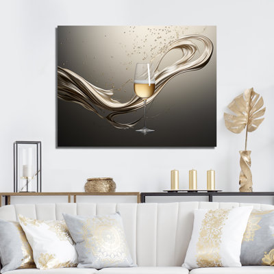 Champagne Glass River Simplicity  - Wine & Champagne Wall Art Living Room