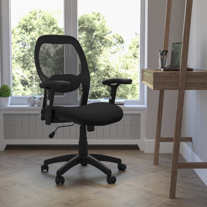 Mid-Back Super Mesh Executive Swivel Office Chair with Knee Tilt Control, Black
