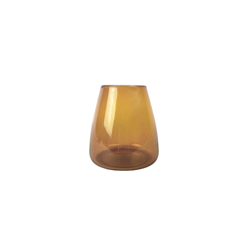 Dim Glass Table Vase 1, 30cm H x 19.5cm W x 19.5cm D, Amber