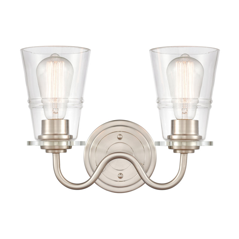 Éclairage pour meuble-lavabo à 2 lumières à intensité réglable Hayman, Nickel satiné, Ampoule non incluse