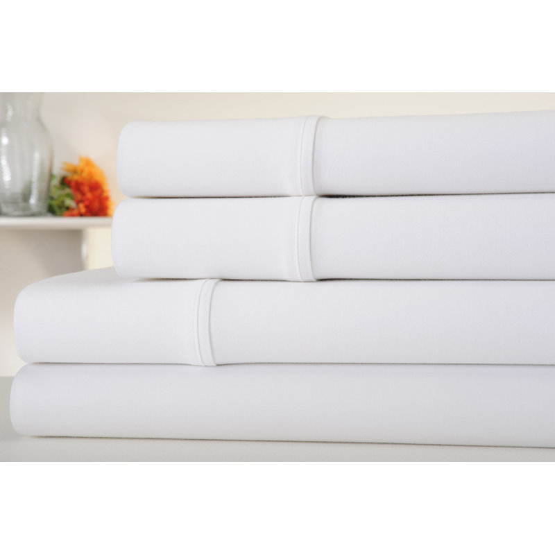 Luxury Home 1000 Thread Count Standard Cotton Sheet Set, Twin Sheet Set with 1 Pillowcase, White