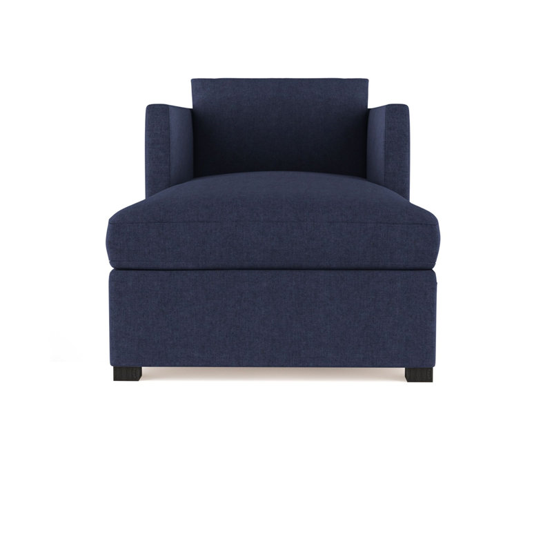 Chaise longue Madison, Velours moelleux imprimé bleu, Patiné
