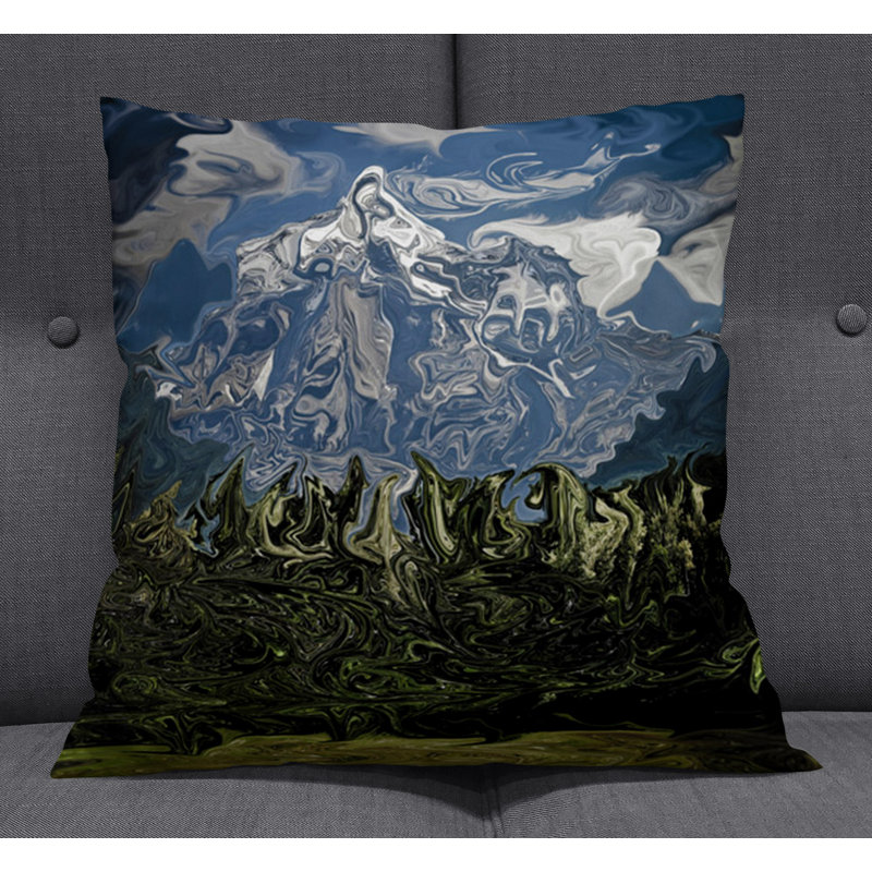 Throw Pillow With Insert, Blue/Green 7, 16"H x 16"W