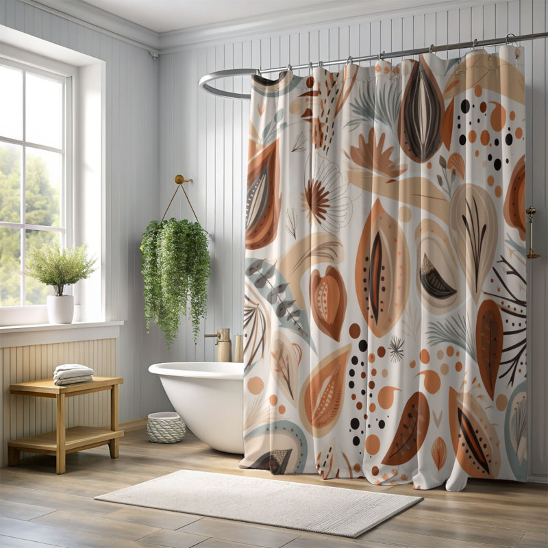 Warm Boho - Rideau de douche Premium, H 74 po x l 71 po