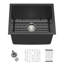 Évier à lessive en quartz noir encastrable 21 po x l 18 po avec grille inférieure de 12 po-121429668-133689695