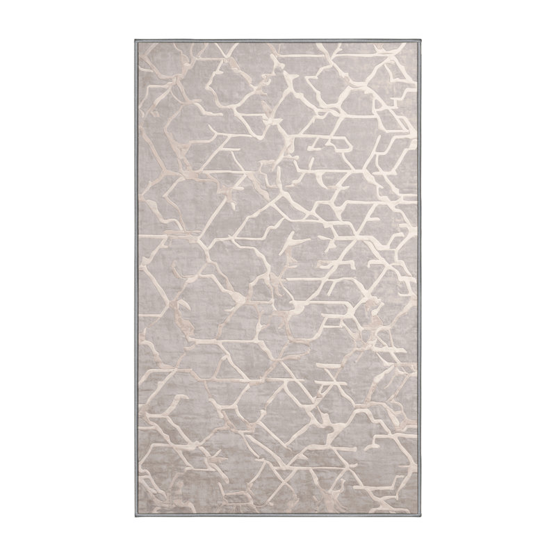 Tapis gris lavable à la machine, Rectangulaire 2 pi x 3 pi