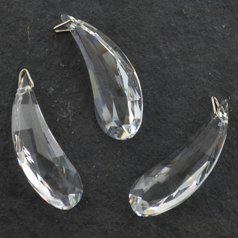 5cm Handmade Geometric Glass Snowflakes Hanging Figurine Ornament, 3.8cm H x 1.3cm W x 0.8cm D, Clear