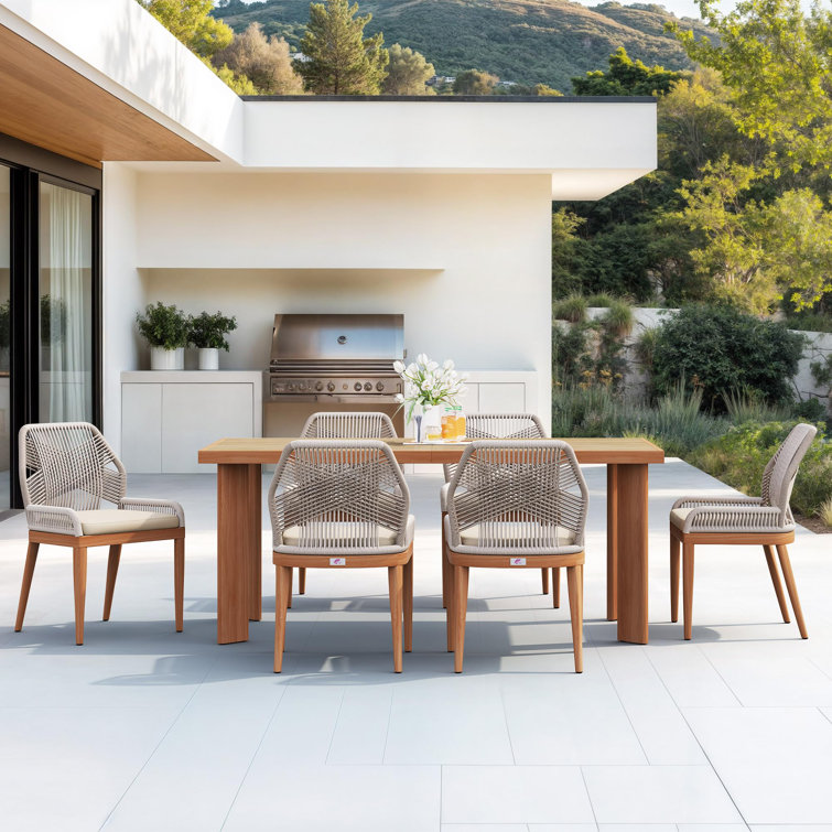 Rectangular 6 - Person Rectangular Outdoor Dining Set with Cushions