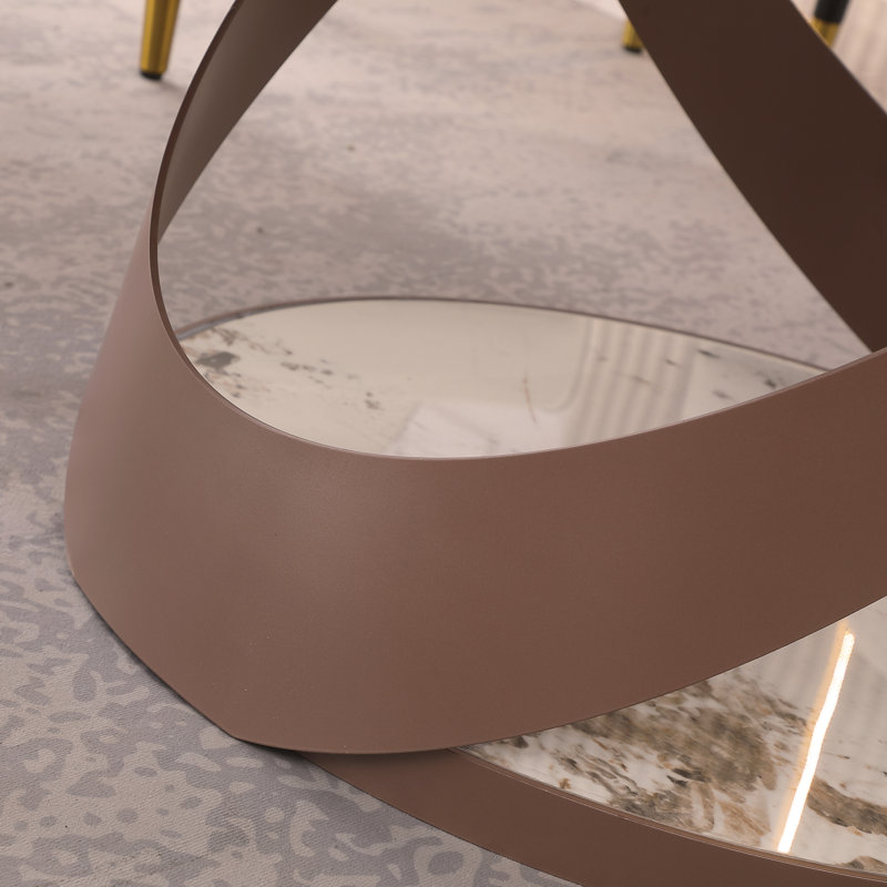 Table de salle à manger moderne en pierre frittée de 59,05 po avec plateau tournant rond de 31,5 po et piédestal en métal exquis avec 8 chaises.
