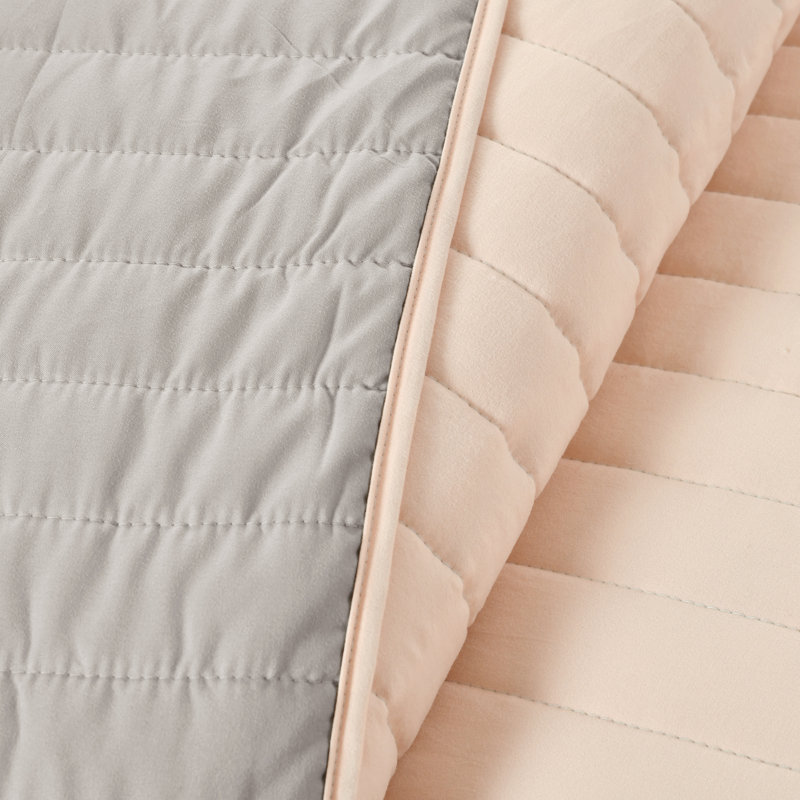 Reyna Soft All Season Reversible Quilt Set, Full/Queen, Soft Rose/Light Gray