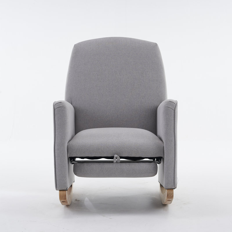 Chaise berçante en tissu avec repose-pieds Teddy, Gris clair