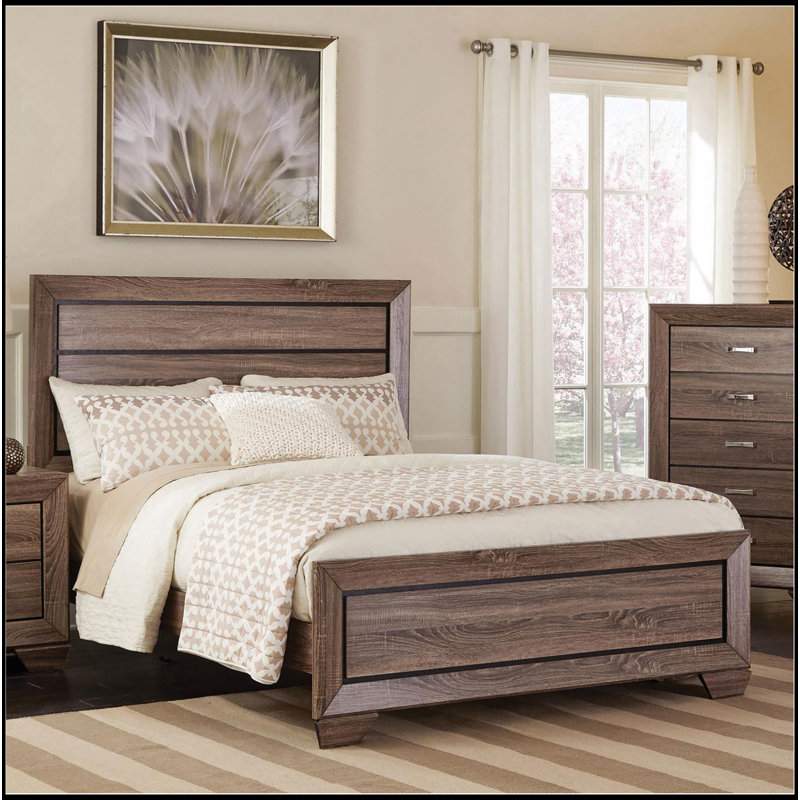 Washed Taupe Queen Panel Bed